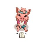  bandanna big_head clothed clothing domestic_pig eraser green_eyes happy hi_res kerchief male mammal pencil_(object) sitting sketchbook smile smiling_at_viewer solo somesoup suid suina sus_(pig) 