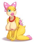 4:5 absurd_res anthro big_breasts bow_(feature) bow_ribbon breasts female hi_res koopa koopaling lips mario_bros nintendo nipples nude rainven ribbons scalie smile solo video_games wendy_o._koopa 