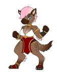  absurd_res african_clothing big_breasts breasts clothed clothing digitigrade female fighting_pose fist gnoll hi_res hyena mammal pose raised_arm raised_fist silvershield88 solo spotted_hyena 