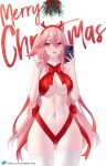 1girl christmas commentary_request genshin_impact helloimtea highres merry_christmas simple_background solo white_background yae_miko 