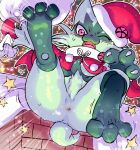  aisaredogtoneko ambiguous_gender anthro anus blush butt christmas felid feline floragato fur generation_9_pokemon green_body green_fur hi_res holidays mammal nintendo pokemon pokemon_(species) solo video_games 