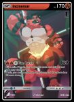  2022 abs absurd_res anthro black_body black_fur clothed clothing english_text fur generation_7_pokemon genitals hi_res humanoid_genitalia humanoid_penis incineroar male muscular muscular_anthro muscular_male nintendo nipples open_mouth pecs penis pokemon pokemon_(species) pokemon_card raised_arm red_body red_fur smile solo teeth text tongue topless underwear zipperhyena 