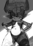  areola blush blush_lines breasts eltonel fangs female genitals grey_areola grey_background grey_body grey_nipples hand_on_hip hands_on_hips hi_res humanoid humanoid_pointy_ears imp looking_at_viewer low-angle_view midna monochrome navel nintendo nipples one_eye_obstructed pussy short_stack simple_background small_breasts smile snaggle_tooth solo teeth the_legend_of_zelda thick_thighs twili twilight_princess white_background white_body wide_hips worm&#039;s-eye_view 