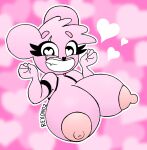  &lt;3 &lt;3_eyes animal_humanoid bear big_breasts breasts cuddle_team_leader epic_games erect_nipples female fortnite hi_res humanoid looking_at_viewer mammal mammal_humanoid nipples pink_body rexon02 simple_background smile smiling_at_viewer solo ursid_humanoid video_games 