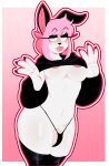  &lt;3 &lt;3_eyes absurd_res anthro areola barely_contained braless breasts clothed clothing clothing_lift erection erection_under_clothing flashing flashing_breasts fur genitals gynomorph hair hi_res intersex lagomorph legwear leporid looking_at_viewer mammal pantsless penis pink_hair pinkie_peaches rabbit raised_clothing raised_shirt raised_topwear shirt shirt_lift skimpy solo squish susaroo suzi_(susaroo) tenting thigh_highs thigh_squish tongue tongue_out topwear under_boob white_body white_fur 