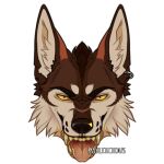  1:1 alpha_channel anthro artist_name black_nose brown_body brown_fur canid cheek_tuft ear_piercing ear_ring facial_tuft fangs fur headshot_portrait inner_ear_fluff looking_at_viewer low_res male mammal narrowed_eyes no_sclera open_mouth piercing portrait rayliicious red_tongue ring_piercing simple_background solo teeth tongue tongue_out transparent_background tuft white_body white_fur white_inner_ear_fluff yellow_eyes 