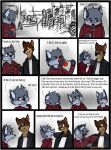  anthro border brown_body brown_eyes brown_fur canid canine clothing comic dialogue drinking duo english_text fox fur grey_body grey_fur hi_res hoodie inside jacket male mammal open_mouth smile starrffax starrffax_(fox_sona) text topwear 