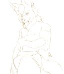  absurd_res anthro biceps bulge canid canine chest_(disambiguation) clothing costume drawing erection fennec fox furry fursuit groin_covered hi_res jock jockstrap jockstrap_only kennehbreen male mammal model_sheet muscular nude owo pose sketch snarling straps tongue underwear uwu 