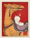  ambiguous_gender avian bit_gag chocobo duo feral final_fantasy fire gag harness japanese_text mammal moogle nude red_background saddle semi-anthro simple_background size_difference sleeping square_enix text thejedhenry traditional_media_(artwork) ukiyo-e 