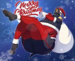  absurd_res anthro anubis big_breasts big_butt breasts butt canid canine canis christmas christmas_clothing christmas_headwear cleavage clothed clothing deity egyptian_mythology female hat headgear headwear hi_res holidays huge_breasts jackal legwear lollipopcon mammal middle_eastern_mythology mythology santa_hat solo thigh_highs 