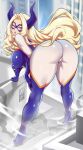  bayeuxman bent_over big_butt blonde_hair breasts butt female hair hi_res horn horned_humanoid humanoid mt._lady nipples not_furry solo 