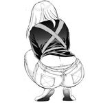  apron ass back blonde_hair crouch denim glasses huge_ass jeans miss_sonomura pants sabusuka squatting 