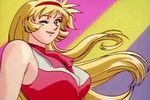  90&#039;s 90's 90s armpit bare_shoulders big_breasts blonde_hair breasts cap cleavage cutey_honey cutie_honey go_nagai kisaragi_honey large_breasts long_hair oldschool smile wink 