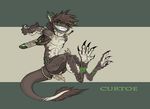  being claws creature curtoe fantasy green_eyes grin highres jumping monster oc original smile 