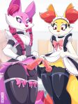  animal_genitalia animal_penis anthro braixen canine_penis clothing clothing_aside duo generation_6_pokemon genitals girly hi_res knot legwear maid_uniform male nikkibunn nintendo panties panties_aside penis pokemon pokemon_(species) thigh_highs underwear underwear_aside uniform 