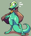  ambiguous_gender anthro cloak clothing female green_body green_eyes green_scales hi_res lizard mostly_nude reptile scales scalie simple_background solo tall thatguynamedjoe thick_tail unknown_character 