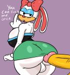  absurd_res anthro balls big_breasts big_butt breasts butt canid canine carrotia_the_rabbit_(archie_sonic) carrotia_the_rabbit_(idw) clothed clothing dezmine21 digital_media_(artwork) erection female fox fur genitals handwear herm hi_res huge_breasts intersex intersex/female lagomorph leporid male mammal miles_prower nude open_mouth penis rabbit sega simple_background sonic_the_hedgehog_(series) tails&#039;_skypatrol text thick_thighs tight_clothing topwear video_games white_body white_fur 