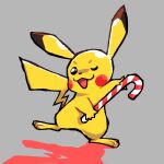  ambiguous_gender candy candy_cane dessert feral food generation_1_pokemon mammal mouse murid murine nintendo one_eye_closed pikachu pokemon pokemon_(species) rodent solo thatguynamedjoe yellow_body 