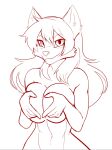  2018 anthro big_breasts breasts canid canine digital_media_(artwork) female fox general-irrelevant hair hand_on_breast hi_res looking_at_viewer mammal navel nude simple_background smile solo swedish_kitsune 