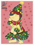  3:4 blush christmas christmas_clothing christmas_decorations christmas_headwear christmas_tree clothing eeveelution generation_2_pokemon headgear headwear hi_res holidays hybrid_pokemon male nintendo plant pokemon pokemon_(species) quilava synge syngie_(artist) tree umbreon 