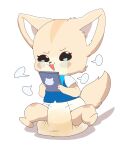  aggressive_retsuko anthro big_ears blush bodily_fluids canid canine cellphone coopitchu diaper female fennec fenneko fox genital_fluids glowing hi_res mammal open_mouth phone sanrio sitting solo spread_legs spreading urine wet_diaper wetting 