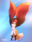  3:4 ambiguous_gender anthro big_tail canid canine flonji fox hi_res mammal paws solo winged_arms wings 