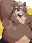  &lt;3 anthro armpit_fetish belly blush hi_res lifewonders live-a-hero male mammal musclegut musk_clouds nipples pecs procyonid raccoon shirtless solo viscunam whiskers whitebeast20 