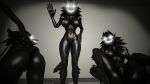  16:9 3d_(artwork) anthro areola areola_piercing backrooms black_body black_fur breasts canid digital_media_(artwork) drcustom female fur genitals gesture gesturing_at_viewer group hand_on_chest looking_at_viewer looking_back mammal piercing pussy raised_tail sharp_teeth smile smiler_(the_backrooms) smiling_at_viewer source_filmmaker spread_legs spreading teeth trio were werecanid white_eyes widescreen 