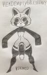  anthro big_penis black_body clothed clothing crop_top derp_eyes english_text genitals hi_res humor male mammal multicolored_body pantsless penis presenting presenting_penis procyonid raccoon rex_raccoon_(rexon02) rexon02 shirt simple_background small_waist solo text thick_thighs toony topwear traditional_media_(artwork) two_tone_body white_background white_body wide_hips 