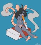  absurd_res anthro body_hair breasts chest_tuft chibi cigarette feet female happy_trail hi_res mammal morgan_(rattfood) murid murine nipples paws pubes rat rattfood rodent smoking solo tuft 