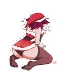  aiko_(giidenuts) ambiguous_gender avian bird butt christmas christmas_clothing christmas_headwear clothed clothing duo embrace female giidenuts hat headgear headwear hi_res holidays hug human humanoid kissing legwear male male/female mammal penguin rear_view riley_(giidenuts) santa_hat simple_background tail_motion tailwag thigh_highs 