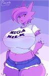  anthro big_breasts breasts clothing female generation_1_pokemon ghost hair hand_on_hip haunter hi_res huge_breasts huge_thighs mega_milk meme navel nintendo pixcello pokemon pokemon_(species) purple_body purple_hair red_eyes signature slightly_chubby slightly_chubby_anthro slightly_chubby_female solo spirit thick_thighs torn_clothing wide_hips 