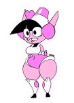  &lt;3 anthro armor clothed clothing cosplay crossover cuddle_team_leader epic_games female fortnite headgear headwear helmet hi_res mighty_switch_force! patricia_wagon pink_body rexon02 simple_background solo standing thick_thighs tongue tongue_out toony video_games wayforward white_background wide_hips 