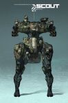  cable chain_gun english_commentary full_body mecha nivanh_chanthara no_humans original robot science_fiction shadow standing straight-on walker 