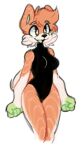  anthro bag_of_lewds black_clothing blush breasts canid canine canis claws clothing domestic_dog ear_markings female food fur green_body green_ears green_eyes green_fur green_tongue hi_res mammal multicolored_body multicolored_ears multicolored_fur open_mouth paws pink_body pink_fur salmon_ears salmon_fur salmon_hair smile solo sushi tan_body tan_ears tan_fur tan_tail teri_(bag_of_lewds) tongue 