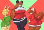  abbie_(dividedwreck) absurd_res anthro bear big_breasts blush breasts camelid canid canine canis christmas christmas_clothing clothed clothing digital_media_(artwork) dividedwreck domestic_dog female fur giant_panda group hair hi_res holidays huge_breasts husky lilly_(dividedwreck) llama looking_at_viewer maggie_(dividedwreck) mammal nordic_sled_dog revealing_clothes simple_background smile spitz thick_thighs trio white_body white_fur wide_hips 