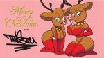  anthro big_breasts breasts brown_body brown_fur capreoline cleavage clothed clothing deer duo english_text female fur hi_res legwear licking licking_lips licking_own_lips mammal reindeer self_lick tansau text thick_thighs thigh_highs tongue tongue_out 