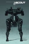  cable chain_gun english_commentary full_body mecha nivanh_chanthara no_humans original robot science_fiction shadow standing straight-on walker 