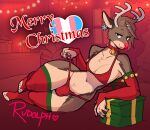  anthro bell big_butt bikini bikini_top breasts bulge butt capreoline cervine christmas christmas_clothing christmas_decorations christmas_present clothed clothing deer female gynomorph holidays intersex jewelry lgbt_pride looking_at_viewer mammal mistletoe plant pride_colors reindeer remanedur rudolph_the_red-nosed_reindeer solo stretched_clothing swimwear text thick_thighs trans_(lore) trans_woman_(lore) transgender_pride_colors wide_hips 