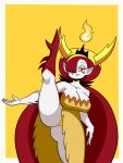  absurd_res big_breasts big_butt big_hair boots breasts butt butt_from_the_front cleavage clothed clothing crown disney dress dumbp13 eyelashes fangs female fire footwear hair hair_over_eye hekapoo hi_res horn horned_humanoid humanoid humanoid_pointy_ears knee_boots knee_highs legwear long_hair looking_at_viewer narrowed_eyes on_one_leg one_eye_obstructed panties raised_leg red_clothing red_eyes red_footwear red_hair simple_background solo standing star_vs._the_forces_of_evil teeth thick_thighs underwear upskirt white_background white_body white_skin wide_hips yellow_background yellow_clothing yellow_dress yellow_panties yellow_sclera yellow_underwear 
