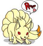  &lt;3 ambiguous_gender blush chest_tuft chibi feral generation_1_pokemon multi_tail ninetales nintendo open_mouth paws pokemon pokemon_(species) rawr red_eyes smile solo speech_bubble standing teeth tobi_weasel tongue tuft 