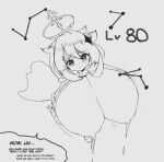  big_breasts bodily_fluids breast_expansion breasts dialogue expansion fairy female frown gameplay_mechanics genshin_impact hi_res huge_breasts humanoid hyper hyper_breasts lactating mihoyo milk monochrome nipples paimon_(genshin_impact) simple_background solo speech_bubble text zozo_draws 