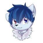  1:1 anthro blue_body blue_ears blue_eyes blue_fur blue_hair blue_inner_ear_fluff cheek_tuft closed_smile facial_tuft front_view fur glistening glistening_eyes hair headshot_portrait heterochromia hi_res inner_ear_fluff kewkungzn light_body light_ears light_fur light_inner_ear_fluff male mouth_closed neck_tuft portrait simple_background slight_smile solo tuft unsigned white_background 