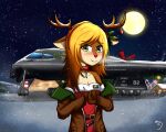  accessory air_force aircraft airplane airport anthro antlers b-2 b2_spirit biped blonde_hair blush bomber bow_ribbon breasts brown_body brown_clothing brown_jacket brown_topwear capreoline christmas christmas_clothing christmas_decorations christmas_headwear christmas_lights christmas_ornament christmas_tree clothed clothing coat collar deer digital_media_(artwork) dress female green_eyes hair headband headgear headwear helicopter hi_res holidays horn jacket jocelyn_(railjet) light long_hair looking_at_viewer machine mammal medium_breasts military moon moonlight night night_sky off_shoulder plant railjet red_clothing red_collar red_dress red_nose reindeer ribbons runway santa_dress smile snow solo stealth topwear tree u.s._air_force vehicle winter wooden_house 
