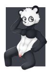  absurd_res anthro balls bear black_body black_fur black_nose border cheek_tuft closed_smile facial_tuft flaccid foreskin front_view fur genitals giant_panda glistening glistening_eyes grey_background grey_eyes hand_behind_head hand_on_hip head_tuft hi_res humanoid_genitalia humanoid_penis kewkungzn male mammal monmon20028 mouth_closed neck_tuft nude penis simple_background solo tuft unsigned white_balls white_body white_border white_fur white_penis young 