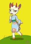  animal_crossing asian_clothing clothing deer east_asian_clothing female hi_res japanese_clothing kimono mammal nintendo pj_(artist) shino_(animal_crossing) smile solo 