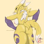  absurd_res anthro bandai_namco big_butt breasts butt digimon digimon_(species) erzabloodred fan_character female first_person_view fluffy fluffy_tail hi_res looking_at_viewer looking_back renamon solo thick_thighs 