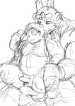  anthro balls chubby_protagonist_(tas) duo erection genitals hamagiato hi_res human imminent_anal imminent_sex lifewonders male male/male mammal penis sex size_difference sketch tokyo_afterschool_summoners tsathoggua 
