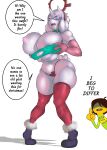  absurd_res antlers big_breasts big_butt bovid breasts butt caprine christmas christmas_clothing clothing deltarune duo eyewear female female/female glasses goat hi_res holidays horn human kris_(deltarune) male mammal mature_female mr.russo pudgy_belly thick_thighs toriel torn_clothing undertale undertale_(series) wide_hips 