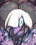  alternate_color apuferu bangs bird blonde_hair blue_eyes blunt_bangs brown_feathers colored_inner_hair colored_skin espathra feathers hime_cut multicolored_hair multiple_views no_humans pokemon pokemon_(creature) pokemon_(game) pokemon_sv purple_skin ringed_eyes shiny_pokemon talons white_hair 